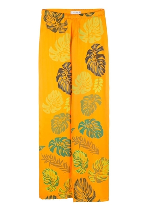 Amir Slama palm leaf print straight trousers - Orange