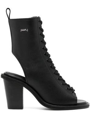 Juun.J 80mm open-toe leather boots - Black
