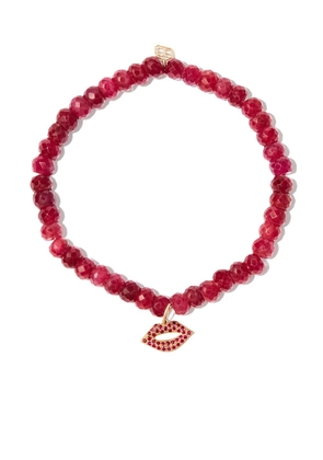 Sydney Evan 14kt yellow gold Lips andalucite and ruby charm bracelet