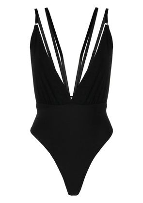 Alchemy x Lia Aram plunge V-neck strapped bodysuit - Black