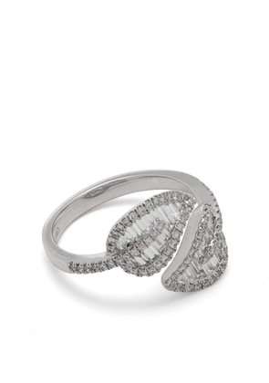 Anita Ko 18kt white gold medium diamond leaf ring - Silver