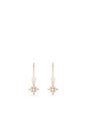 Mizuki 14kt yellow gold pearl diamond small star earrings