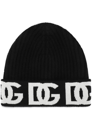 Dolce & Gabbana jacquard logo beanie hat - Black