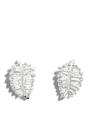 Anita Ko 18kt white gold Palm Leaf stud earring - Silver