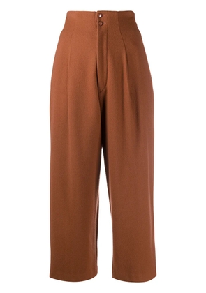 Yohji Yamamoto Pre-Owned 1980s high-rise cropped trousers - Brown