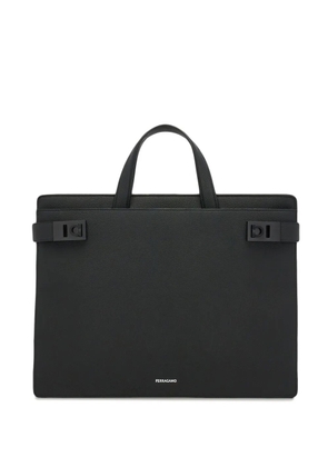 Ferragamo Gancini-buckle leather briefcase - Black