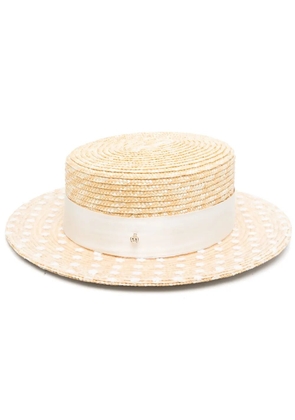Maison Michel Kiki straw canotier hat - Neutrals