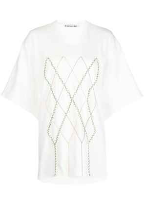 Andersson Bell Argyle String Embroidery Oversize T-shirt - White