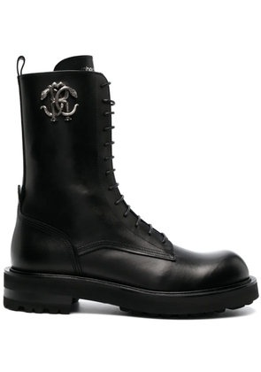 Roberto Cavalli logo-plaque leather boots - Black
