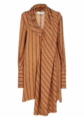 FENDI Karligraphy striped silk dress - Brown