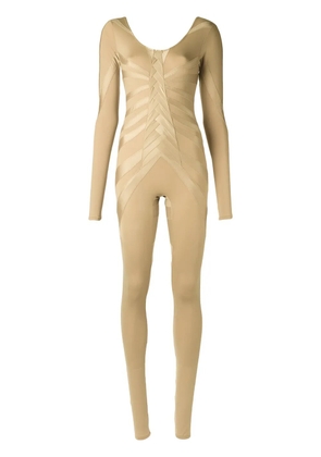 Amir Slama ribcage-pattern stretch jumpsuit - Neutrals