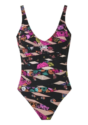 Amir Slama panelled swimsuit - Blue