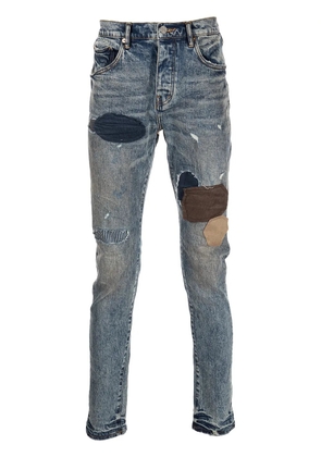 Purple Brand patchwork low-rise slim jeans - Blue