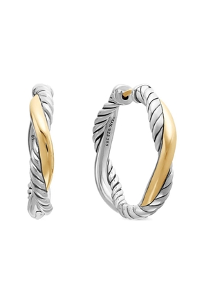 David Yurman 14kt yellow gold and sterling silver Petite Infinity hoop earrings (17.3mm)