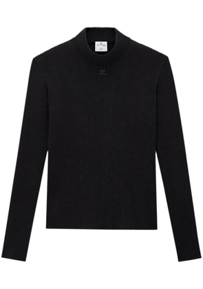 Courrèges logo-patch rib-knit jumper - Black