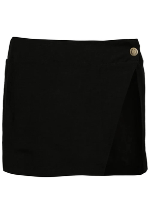 Amir Slama logo-engraved button miniskirt - Black