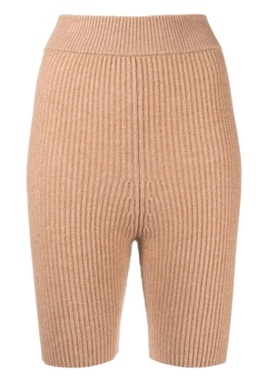 Cashmere In Love Mira ribbed merino-cashmere shorts - Brown