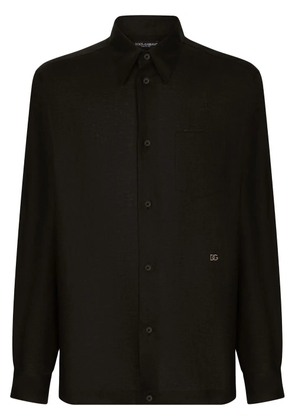 Dolce & Gabbana logo-tag linen shirt - Black