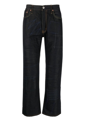Junya Watanabe MAN patch-detail cropped flared jeans - Blue