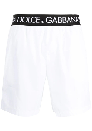 Dolce & Gabbana logo-waistband swim shorts - White