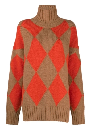 La DoubleJ Argyle high-neck jumper - Brown