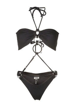 Amir Slama ribbed-detail halterneck swimsuit - Black