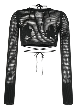 ANDREĀDAMO open-knit crop top - Black