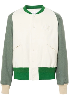 visvim logo-patch felted varsity jacket - White