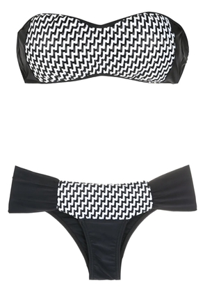Amir Slama ruched print bikini set - Black