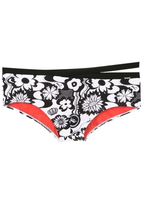 Amir Slama floral-print slip-on swim trunks - Black