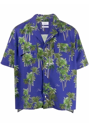 RHUDE palm-tree print 'Green' shirt - Blue