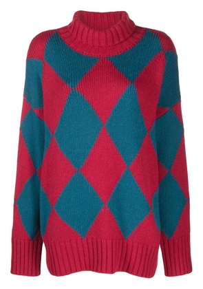 La DoubleJ argyle intarsia-knit jumper - Blue