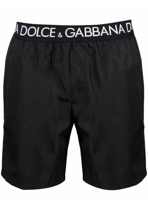 Dolce & Gabbana logo-waistband swim shorts - Black