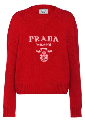 Prada logo-intarsia cashmere jumper - Red
