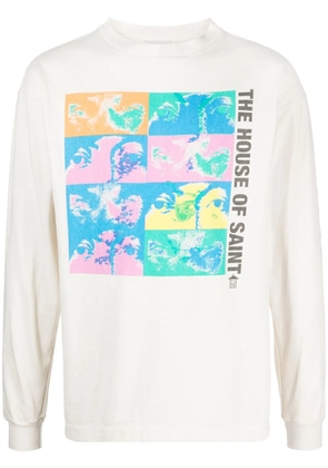 SAINT MXXXXXX graphic-print long-sleeve T-shirt - White