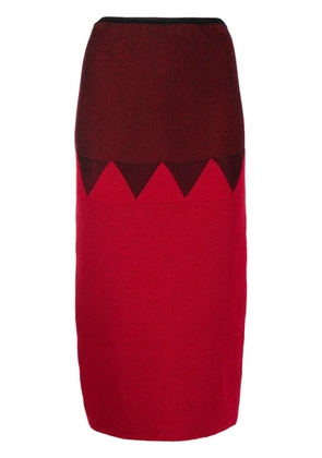 Jean Paul Gaultier Pre-Owned 1987 zigzag knit midi skirt - Red