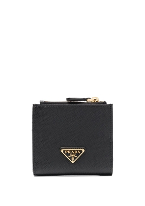 Prada logo plaque compact wallet - Black