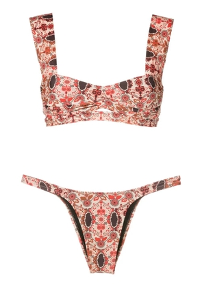 Amir Slama floral-print square-back bikini - Multicolour