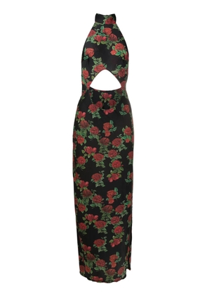 Amir Slama cut-out floral-pattern maxi dress - Black