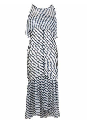 CHANEL Pre-Owned 2008 ruched striped midi dress - Blue