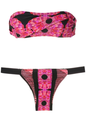 Amir Slama patchwork bandeau bikini set - Black