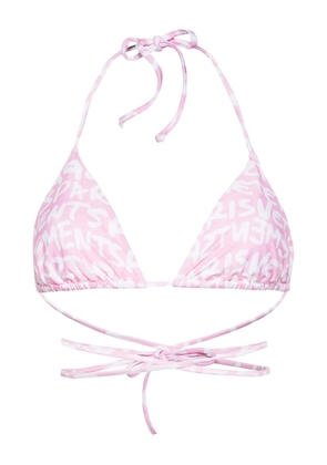 VETEMENTS logo-print halterneck bikini top - Pink