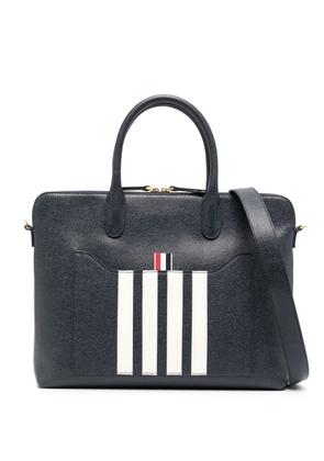 Thom Browne 4-Bar stripe pebbled-leather briefcase - Blue