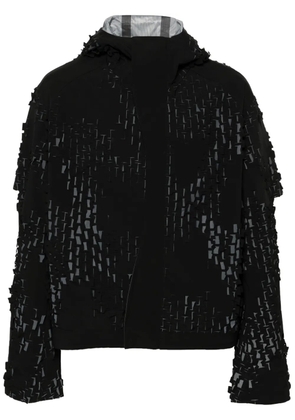 HELIOT EMIL Morphogens lasercut-pattern hooded jacket - Black