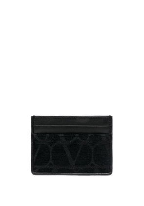 Valentino Garavani Toile Iconographe leather-detail cardholder - Black