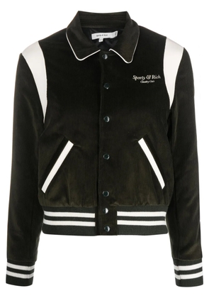 Sporty & Rich logo-embroidered cotton bomber jacket - Green