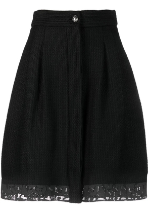 CHANEL Pre-Owned 2000s lace-trim bouclé skirt - Black