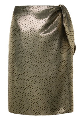 Saint Laurent knot-detail lamé skirt - Gold