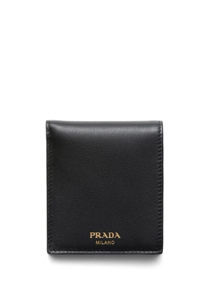 Prada logo-stamp bi-fold leather wallet - Black