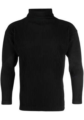 Homme Plissé Issey Miyake plissé mock-neck long-sleeve T-shirt - Black